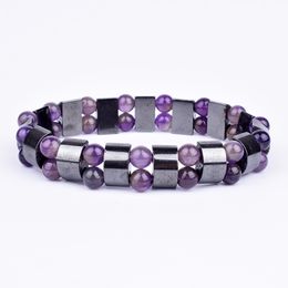 Nature Hematite Amethysts Bracelet Men Women Tiger Eye Charm Energy Stone Bangle Balance Jewelry Gift