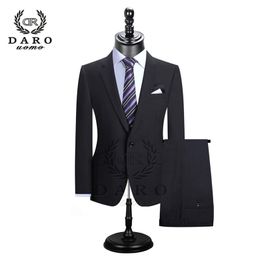 DARO Men Suits Blazer With Pants Slim Fit Casual One Button Jacket for Wedding DR8158 201106