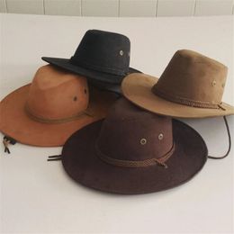 Western Cowboy Hat for Men Knight Hats Man Vintage Hat Male Wide Brim Cap mens Fashion Autumn Winter Caps Party Christmas Gift Wholesale