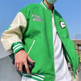 European and American retro letter embroidery jackets coat men's street hip-hop trend baseball uniform lovers loose wild jacket 220801