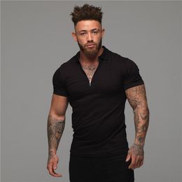 Muscleguys Man Fashion Polo Shirt Casual Plain Color Short Sleeve High Quality Slim Men Fitness homme 220606