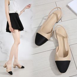 Summer New Women's Sandals Patchwork Elegant Round Toe Sandals Thick Heels and Flat Shoes Size 34-42