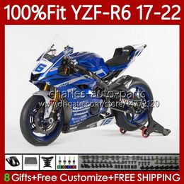 Injection mold Fairings For YAMAHA YZF-R6 YZF R6 R 6 600 CC YZFR6 17 18 19 20 21 22 Body 119No.86 YZF-600 Blue white 2017 2018 2019 2020 2021 2022 YZF600 17-22 OEM Bodywork