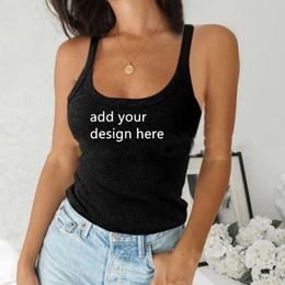 Customise Your Women Sleeveless Tank Tops Vest Knitted Camis U neck Shirt Casual Basic Camisole For Female DIY 220614