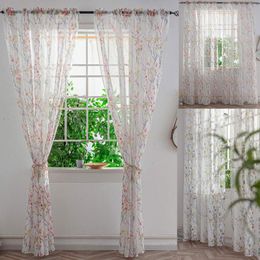 Curtain & Drapes Modern Printed Tulle Curtains For Living Room Kitchen Luxury Leaf Sheer Bedroom Voile Window Scarf ValancesCurtain