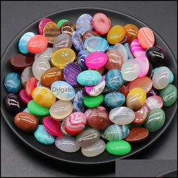 Stone Wholesale 15X20Mm Oval Striped Agate Carving Cabochon Natural Crystal Polishing Gem Healing Jewellery Diy Dhsel Dhseller2010 Dhrxq