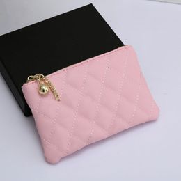 Klassische Designer-C-Leder-Kartenhalter, Herren-Mini-Geldbörse, Damen-Geldbörsen, rosa Kreditkartenhalter, Schlüsselanhänger, Ring, Reißverschlusstasche mit Box