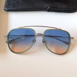 Brand Designer Sunglasses Men Titanium Frame Eyeglasses Double Beam Mens Big Frame Eyewear Women Man Gray/brown Lenses Sun Glasses with Case