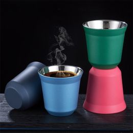 80ml Double Wall Stainless Steel Espresso Cup Insulation Nespresso Pixie Coffee Cup Capsule Shape Cute Thermo Cup Coffee Mugs 210409