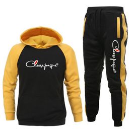 Men's Fashion Casual Sport Suit Splice Coat Pant Tracksuit Brand Clothing Men Outfit Set Clothes Jogger Suits for Man Sweat S-3XL