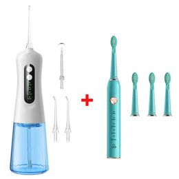 KODO Oral Irrigator for teeth Water Flosser USB Rechargeable Portable Dental Jet 300ML irrigador dental floss 220510