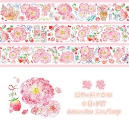 Gift Wrap Charming Pink Rose PET Special Oil Washi Tape Journal Masking DIY Scrapbooking Decoration Sticker Label