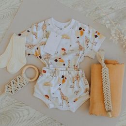 Clothing Sets Summer Toddler Infant Baby Boys Casual Clothes 2pcs Cotton Cartoon Animal Print Short Sleeve T-shirts Shorts TracksuitsClothin