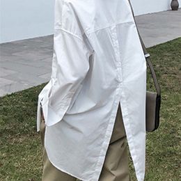 Celmia Autumn Fashion Shirt White Tunics Tops Women Long Sleeve Blouse Casual Solid Button Asymmetrical Loose Party Blusas 220725