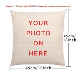 Baby Family Pets Custom Cushion Covers Printing Cotton Linen Pillow Case Customized Cover For Sofa DIY cases 220607