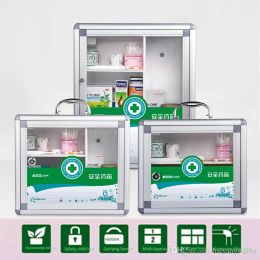 Wall mounted first aid kit portable suitcase Aluminium alloy PVC emergency medical toolbox household lock safety protect pill box handbag Bags, Luggage & Accessories