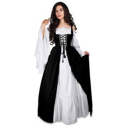 2024SS Casual Dresses Summer Clothing Women Dress Medieval Renaissance Ankle-Length Court Costume Black Party Elegant Vintage Vestidos