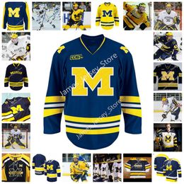 2022 NCAA Custom Michigan Woerines Ed Hockey Jersey 37 Jack Leavy 43 Luke Hughes 51 Garrett van Wyhe 55 Jake Gingell 56 Dylan Nick Granowicz Ethan Edwards