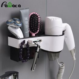 Wall Mount Hair Dryer Holder Rack Comb Shaver Multifunctional Organiser for Toothbrush Cosmetic Curling Iron Y200407