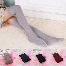 Socks & Hosiery Wholesale- Woman Wool Braid Over Knee Thigh Highs Hose Stockings Twist Warm Winter
