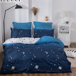 Alanna X-1016 Printed Solid bedding sets Home Bedding Set 4-7pcs High Quality Lovely Pattern with Star tree flower 201114 201114