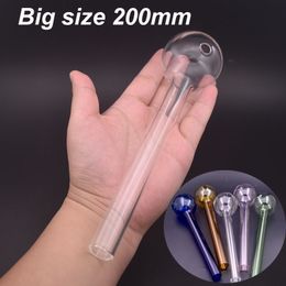 8inch Colourful Pyrex Glass Oil Burner Pipe OD 50mm Ball Bubbler Smoking Pipes Tobcco Herb Hand Pipes Smoker Gift Cheapest