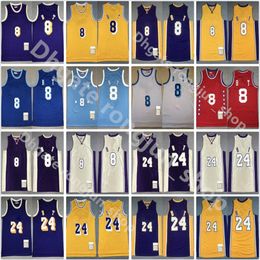 Mitchell and Ness Basketball Jersey 8 Bean The Black Mamba 2001 2002 1996 1997 1999 Stitched Team Yellow Blue Purple Vintage Men