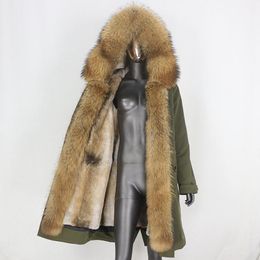 Women's Fur & Faux 2022 Real Coat X-long Waterproof Parka Winter Jacket Women Natural Raccoon Collar Streetwear Outerwear