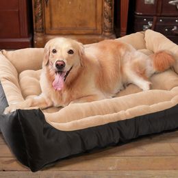 Dog Bed Waterproof Bed For Dogs Washable S3XL Pet Bed Cosy Dog House Soft Suede Fleece Nest Dog Baskets Puppy Kennel 201124