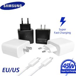 45W charger for Samsung 45W Super Fast charging Phone Adapters Wall Chargers Type C charge plug c to c Cable Suitable Samsung GALAXY S20 S10 S20 Note10 Note20