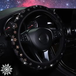 Steering Wheel Covers Snowflake Diamond Rhinestones Car Cover 37-38cm Elastic Without Inner Ring Band ProtectorSteering