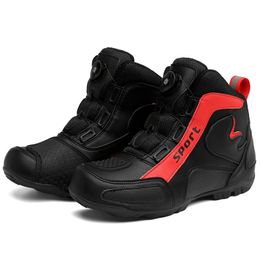 Unisex Motorcycle Boots Racing Training Boots Breathable Waterproof Riding Shoes Microfiber Leather Ankle Boots