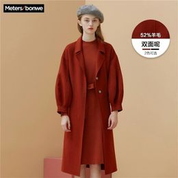 Metersbonwe autumn and winter woolen coat female Mid-Long temperament women's Leisure woolen coat 201215