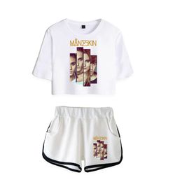 Women's T-Shirt Maneskin Crop Tops Shorts Sets Women Sexy Two Piece Set 3D Print Summer Merch Clothes Plus Size Girl SetsWomen's