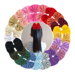 New 4.5inch Cotton Hair Bow with Skinny Nylon Headband Baby Bow Hair Clip Girls Hair Bow Nylon Headbands Kids Hairpins