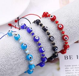 Turkish Evil Blue Eye Beads Bracelet Braided Rope Chain Colourful Crystal Beads Bracelets for Women
