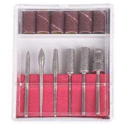 Nail Art Drill Bits Replace Sand paper Head Set with Case for Gel Polish Tips Grinding Polishing