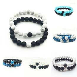 Beaded Strands 2pcs/set Black And White Natural Stone Distance Bracelets For Women Men Unisex Strand & Bangles Lovers Gifts Jewellery Trum22