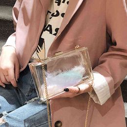 Evening Bags Evening Bags 2022summer Women s Shoulder Transparent Small Square Acrylic Luxury Chain Hand Purse Shopper 220517