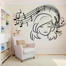 Wall Stickers Art Sticker Musical Girl Decoration Music Notes Keys Decor Enjoys Poster Mural Removeable Teen Room LY105