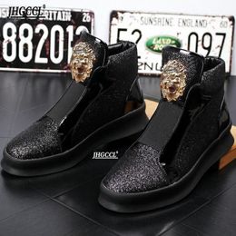 Men black Luxury boots Mens Rivet Sneakers Spikes Men's Shoes Sheet Metal High Tops Punk Platform Men Casual Shoe Ankle Boot zapatillas hombre A26