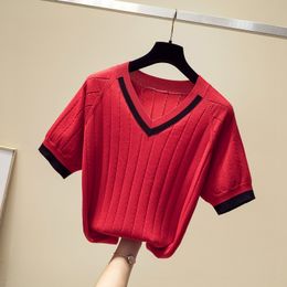 4Xl Sweaters Women 10A Summer Lady Knitted Fashion Shortsleeve Loose Oversized Sweater Loose Pullover Female