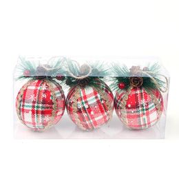 Christmas Decorations Decoration Tree Pendant Simulation Pine Nuts Fabric Red Plaid Foam Ball WholesaleChristmas