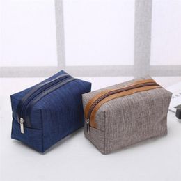 Myyshop Portable Cosmetic Bag Simple Square Bags Commute Storage Customised Logo Zipper Handbag Home Brown T0490 mini toto