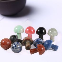 15x20mm Mushroom Stone Carved Natural Quartzs Crystal Healing Reiki Decoration Craft Home Decor Room Mini Statue Carving Figurines Collecti