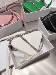 Yeni süper moda mini chian çanta iki cüzdanda iki Milano p Üçgen Çanta Kızların Güzel Aksesuarları Crossbody Bag Lüks Tasarım Para Çantası Kutu ile Geliyor