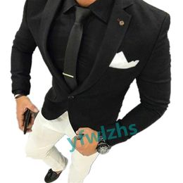 Classic Black Wedding Tuxedos Notch Lapel Mens Suit Two Pieces Formal Business Mens Jacket Blazer Groom Tuxedo Coat Pants 01202