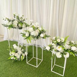 Decoration White gold sliver Flower Vase Floor Vases Column Stand Metal Road Lead Wedding Table Centerpiece Flower Rack Event Party Decorat359