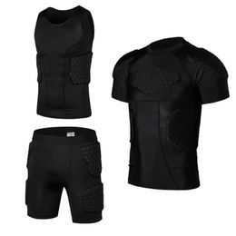 Running Sets Honeycomb Pad Soccer Rugby Basketball Jersey Armour Vest Shorts T-shirt Anti Crash Sportwear Sport Safety Men's clothing