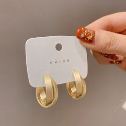 2022 Fashion Classic Overlap Design Stud Ladies Jewelry Versatile Party Frosty Wind Ring Frosted Surface Design Gift Gold Plated Not Fading Earrings